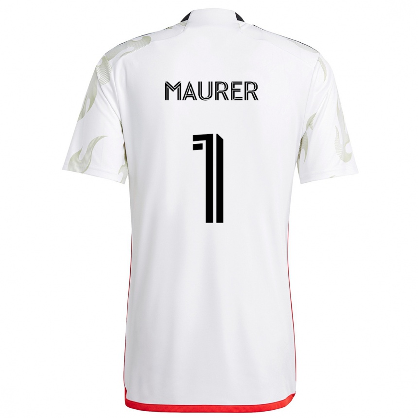 Men Football Jimmy Maurer #1 White Red Black Away Jersey 2024/25 T-Shirt Nz