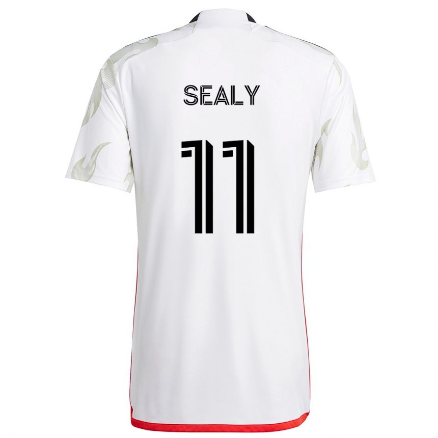 Men Football Dante Sealy #11 White Red Black Away Jersey 2024/25 T-Shirt Nz