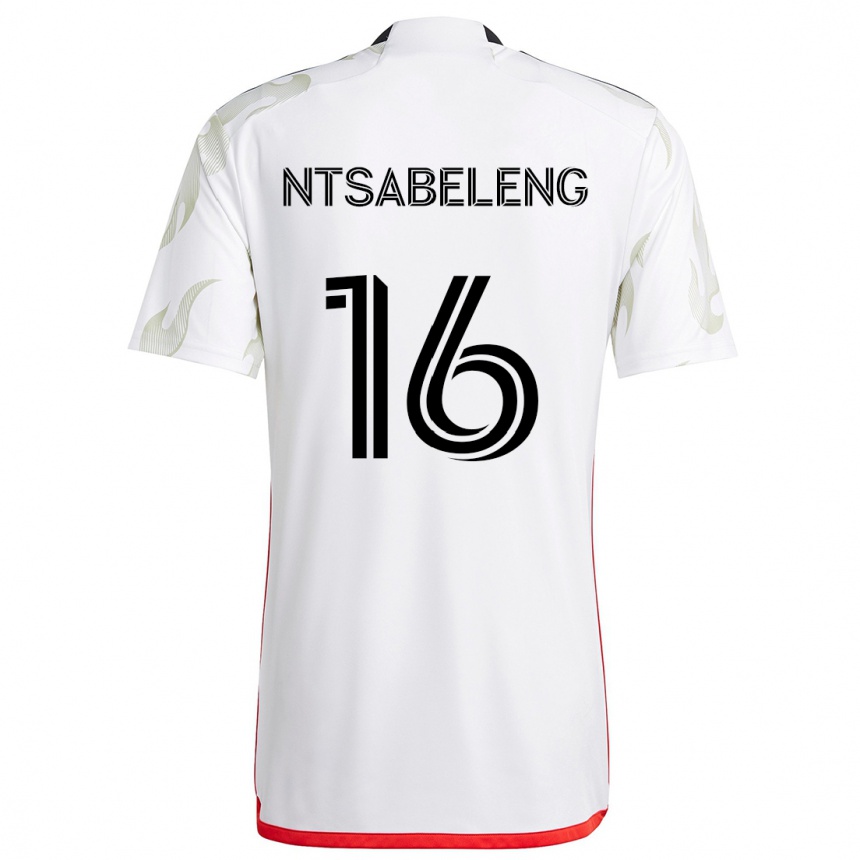 Men Football Tsiki Ntsabeleng #16 White Red Black Away Jersey 2024/25 T-Shirt Nz