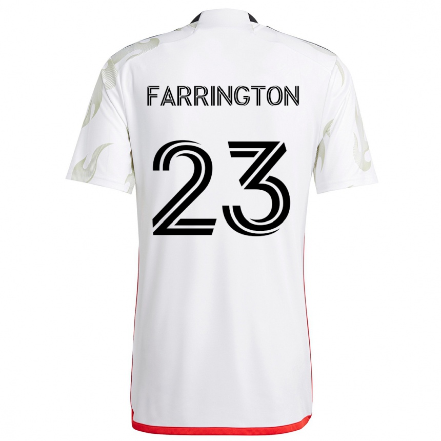 Men Football Logan Farrington #23 White Red Black Away Jersey 2024/25 T-Shirt Nz