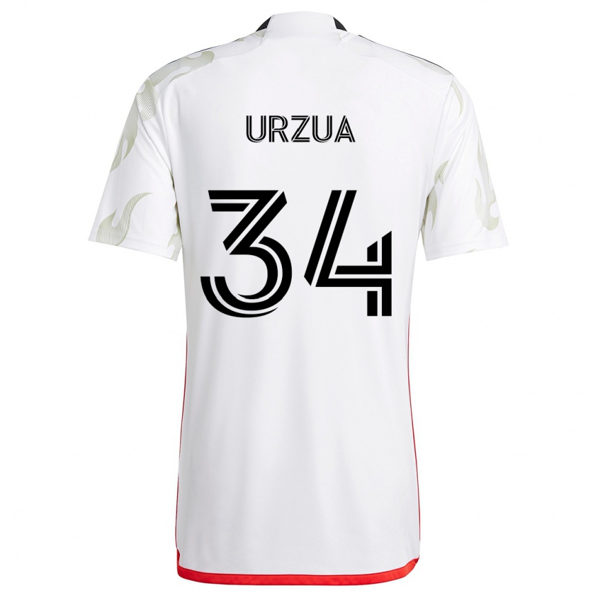 Men Football Alejandro Urzua #34 White Red Black Away Jersey 2024/25 T-Shirt Nz