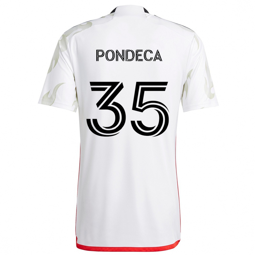 Men Football Tomas Pondeca #35 White Red Black Away Jersey 2024/25 T-Shirt Nz