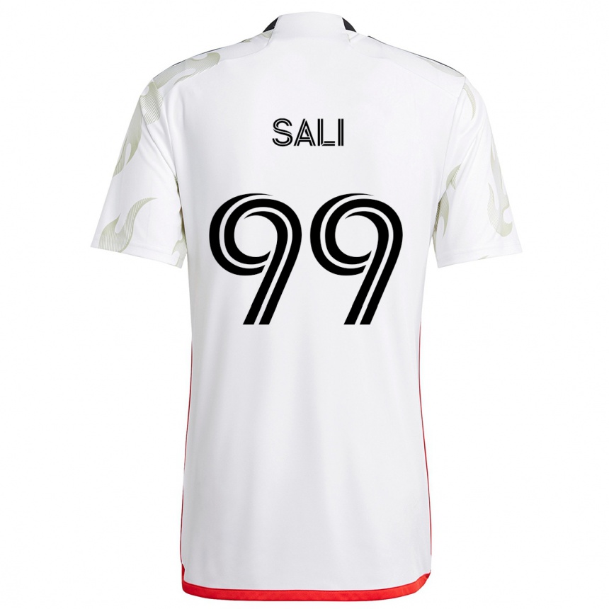 Men Football Enes Sali #99 White Red Black Away Jersey 2024/25 T-Shirt Nz