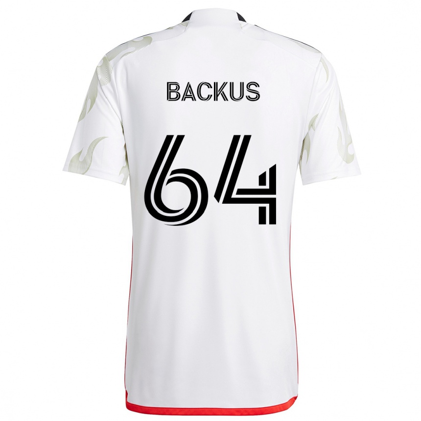 Men Football Braeden Backus #64 White Red Black Away Jersey 2024/25 T-Shirt Nz