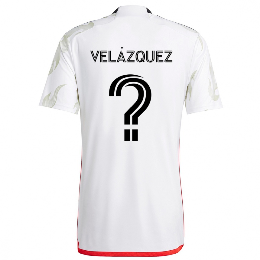 Men Football Ougir Velázquez #0 White Red Black Away Jersey 2024/25 T-Shirt Nz