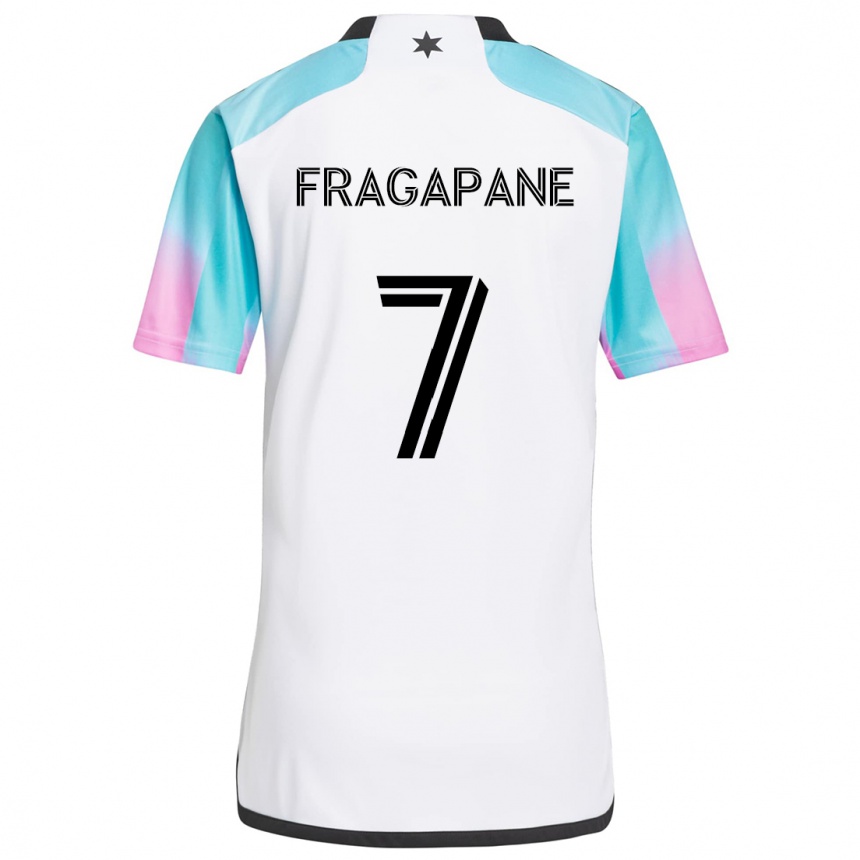 Men Football Franco Fragapane #7 White Blue Black Away Jersey 2024/25 T-Shirt Nz