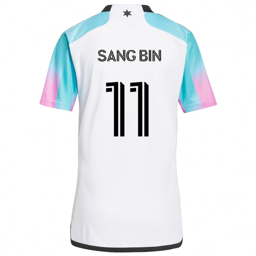 Men Football Sang-Bin Jeong #11 White Blue Black Away Jersey 2024/25 T-Shirt Nz