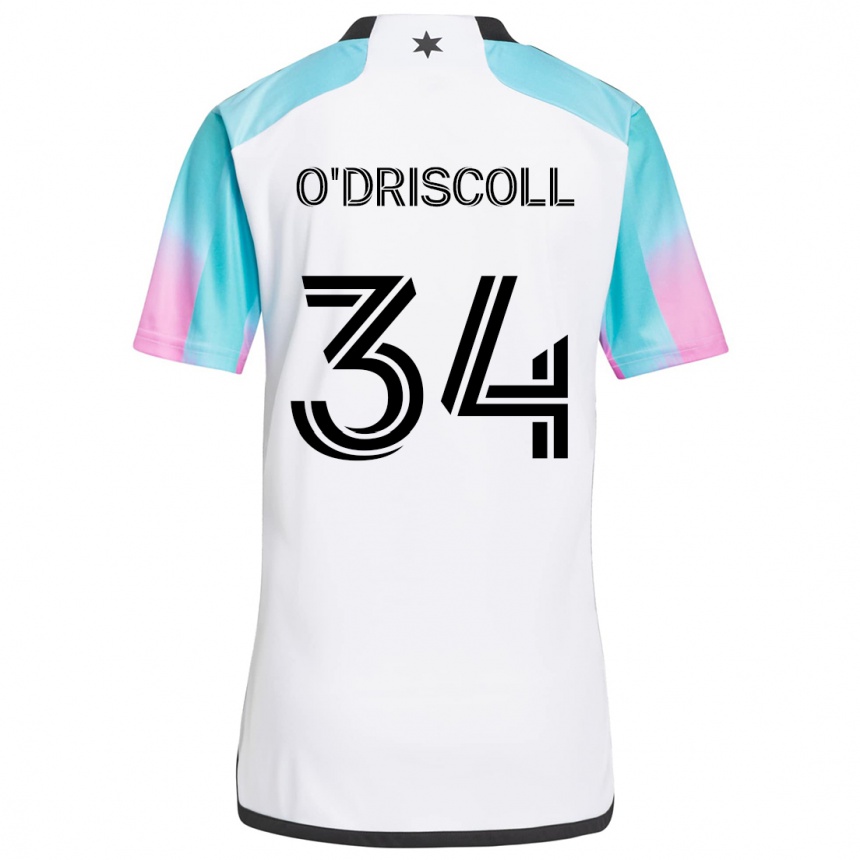 Men Football Rory O'driscoll #34 White Blue Black Away Jersey 2024/25 T-Shirt Nz