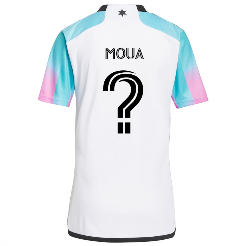 Men Football Nathan Moua #0 White Blue Black Away Jersey 2024/25 T-Shirt Nz