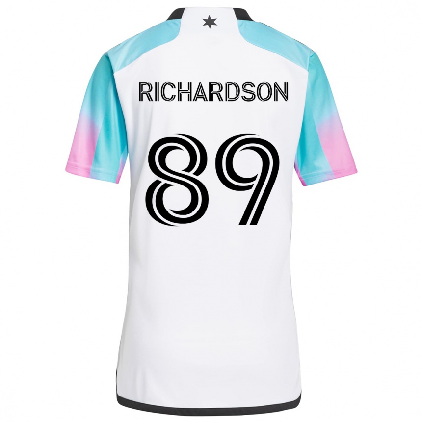 Men Football Nick Richardson #89 White Blue Black Away Jersey 2024/25 T-Shirt Nz