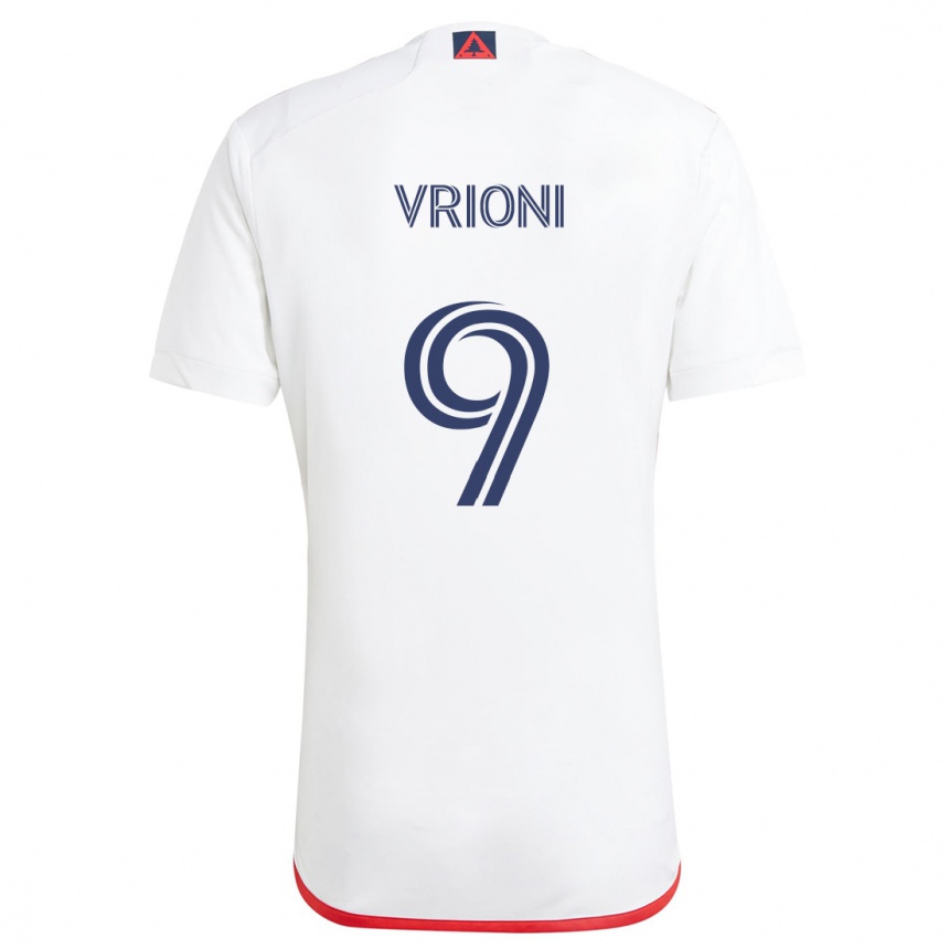 Men Football Giacomo Vrioni #9 White Red Away Jersey 2024/25 T-Shirt Nz