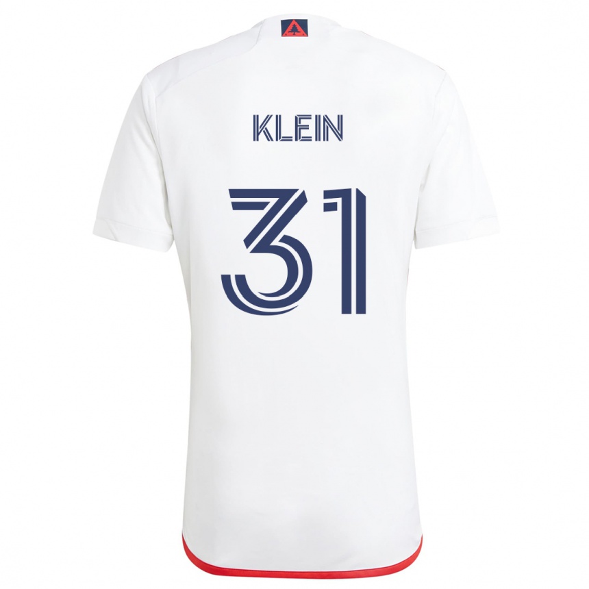 Men Football Eric Klein #31 White Red Away Jersey 2024/25 T-Shirt Nz