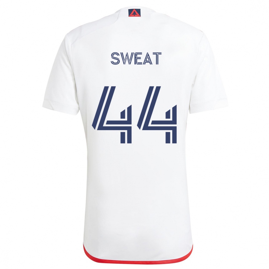 Men Football Ben Sweat #44 White Red Away Jersey 2024/25 T-Shirt Nz