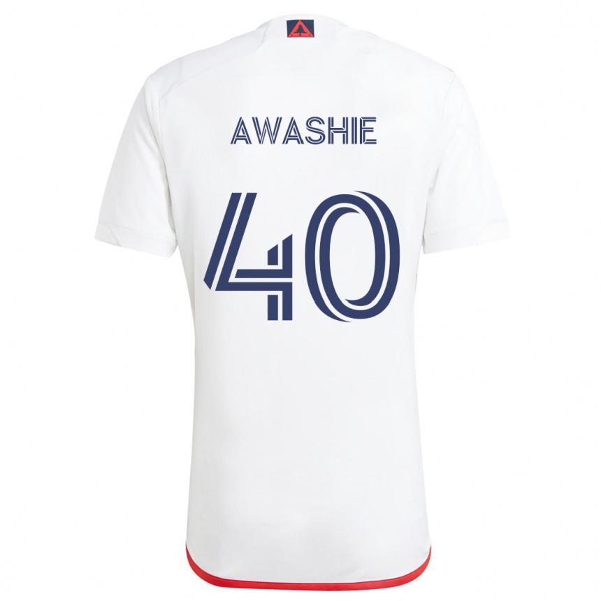 Men Football Ben Awashie #40 White Red Away Jersey 2024/25 T-Shirt Nz