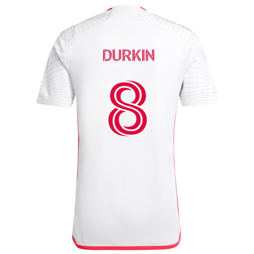 Men Football Chris Durkin #8 White Red Away Jersey 2024/25 T-Shirt Nz