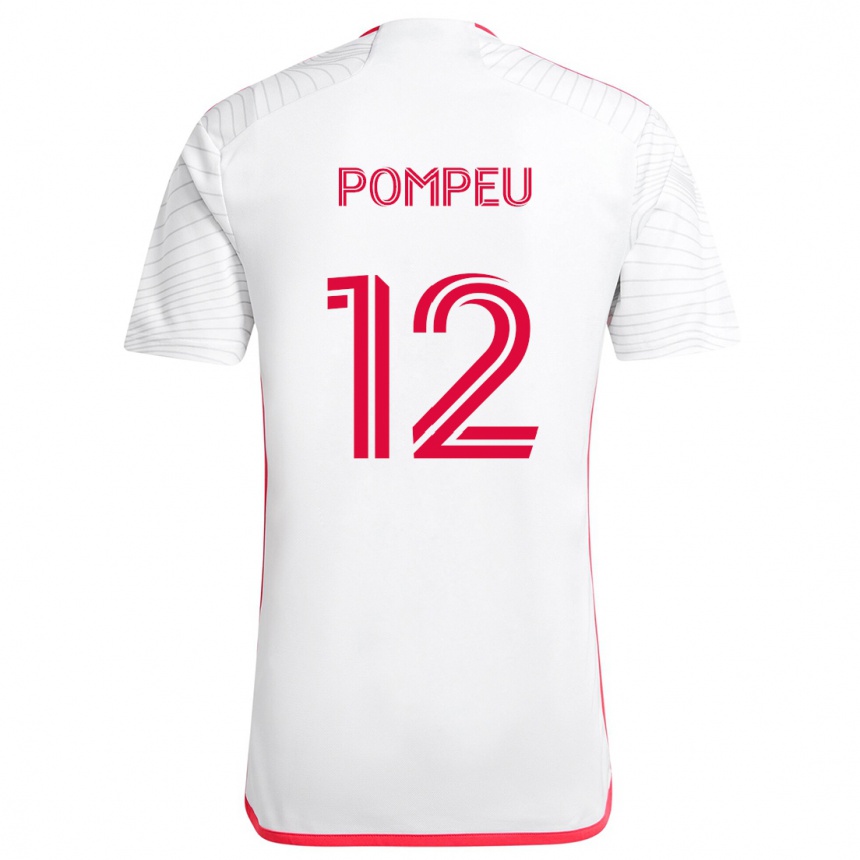 Men Football Célio Pompeu #12 White Red Away Jersey 2024/25 T-Shirt Nz