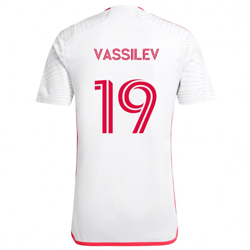 Men Football Indiana Vassilev #19 White Red Away Jersey 2024/25 T-Shirt Nz