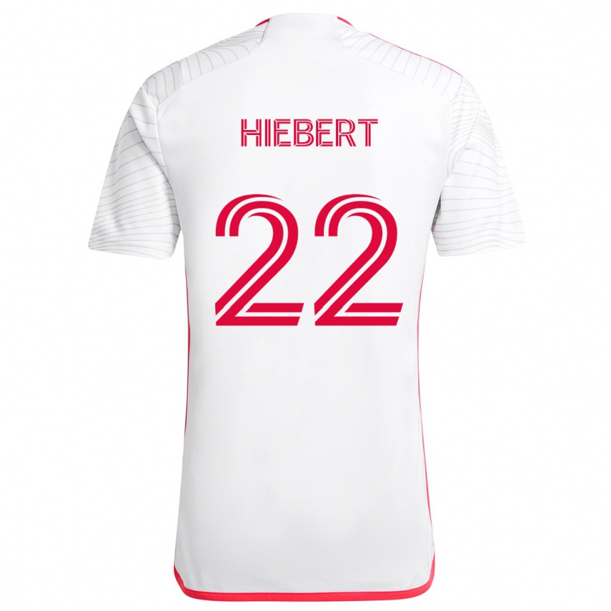 Men Football Kyle Hiebert #22 White Red Away Jersey 2024/25 T-Shirt Nz