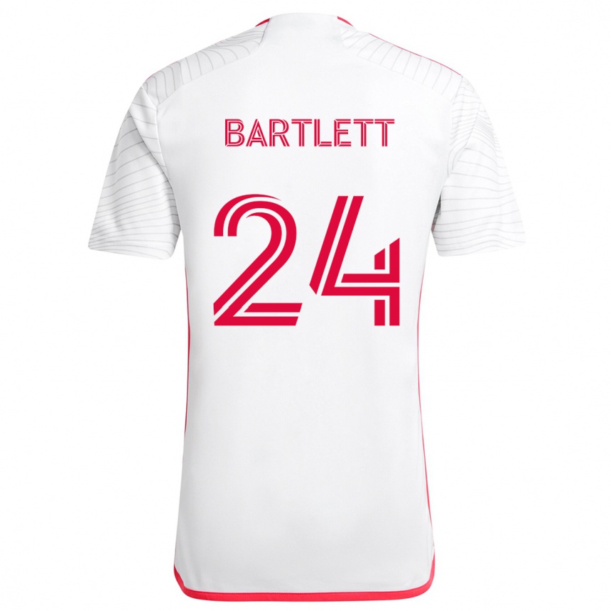 Men Football Lucas Bartlett #24 White Red Away Jersey 2024/25 T-Shirt Nz