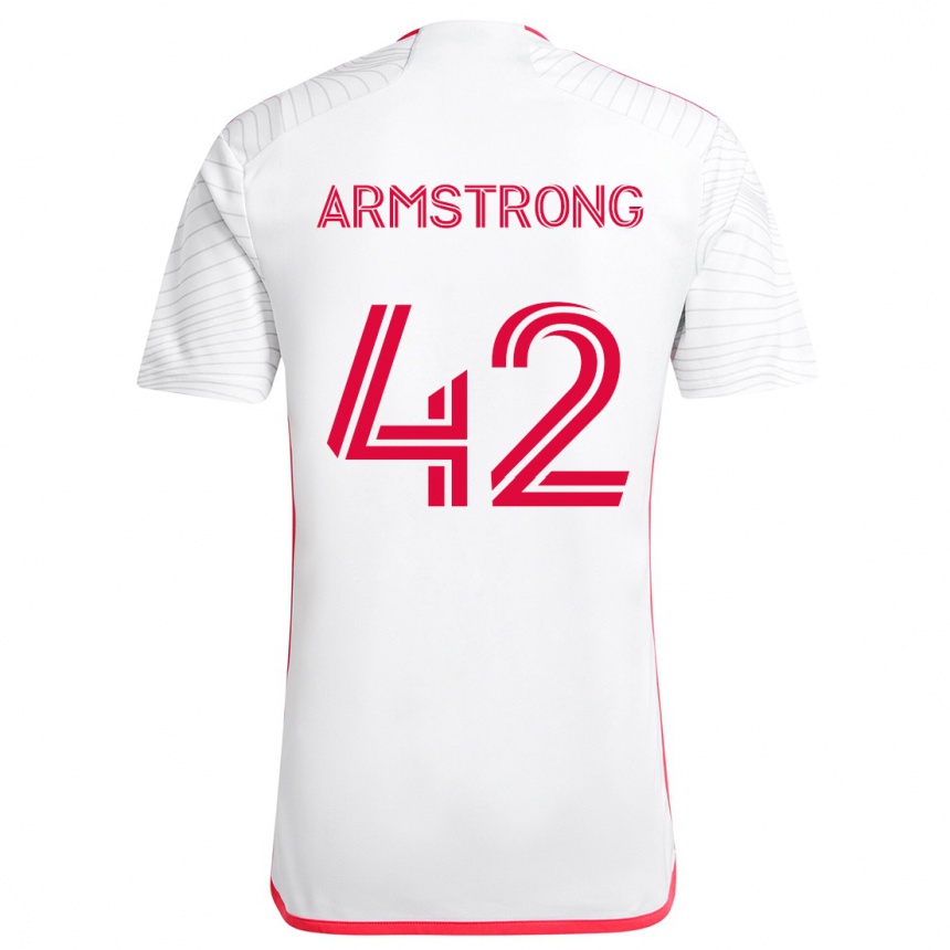 Men Football Ezra Armstrong #42 White Red Away Jersey 2024/25 T-Shirt Nz