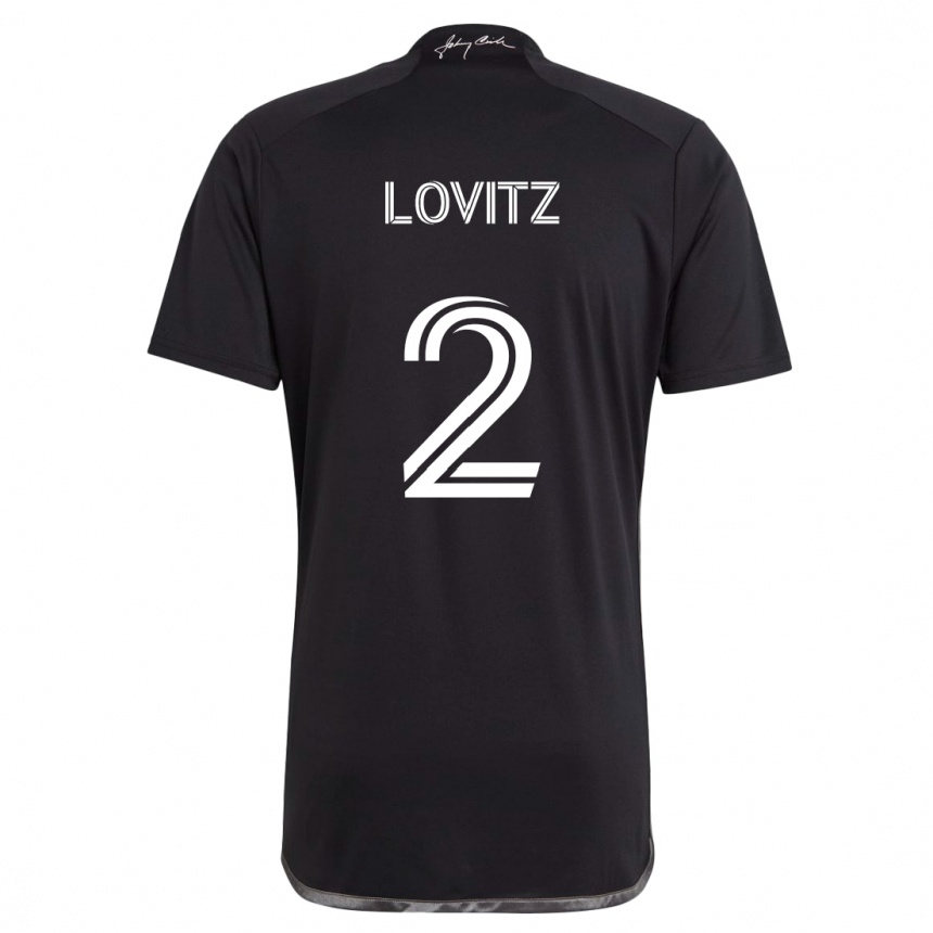 Men Football Daniel Lovitz #2 Black Away Jersey 2024/25 T-Shirt Nz