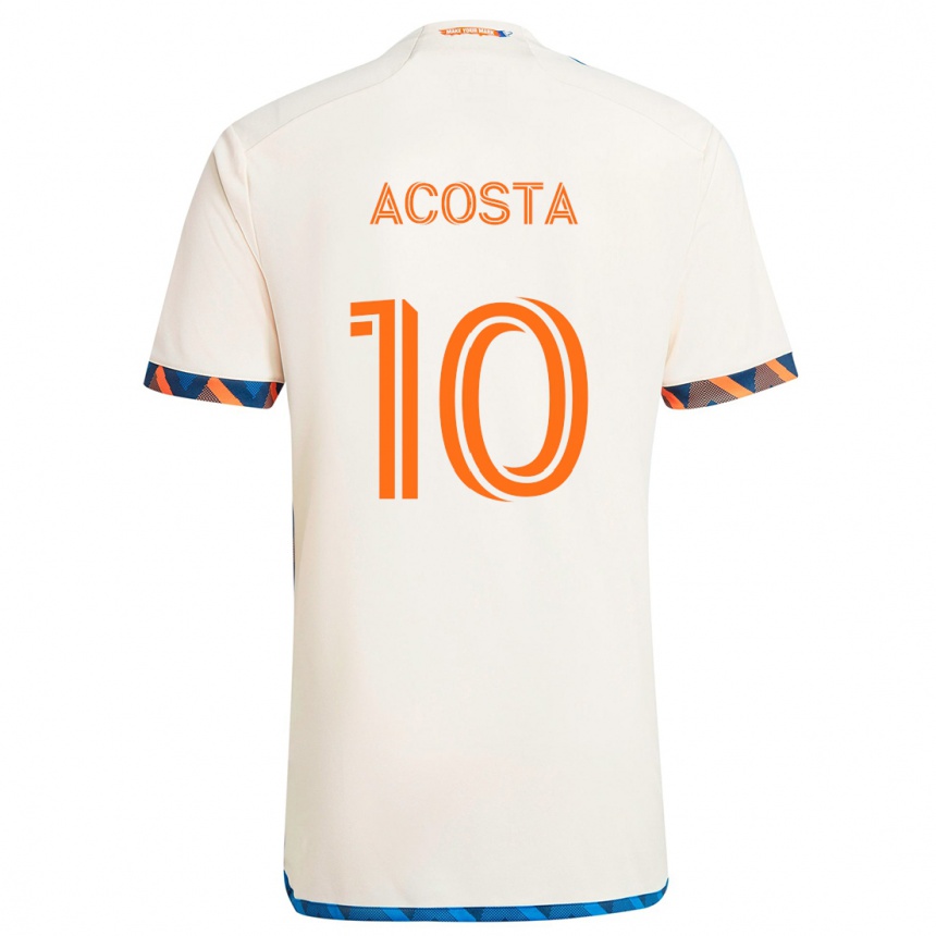 Men Football Luciano Acosta #10 White Orange Away Jersey 2024/25 T-Shirt Nz