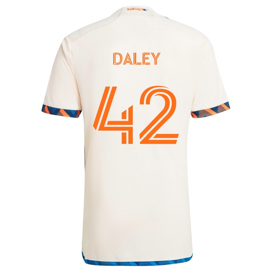 Men Football Amir Daley #42 White Orange Away Jersey 2024/25 T-Shirt Nz