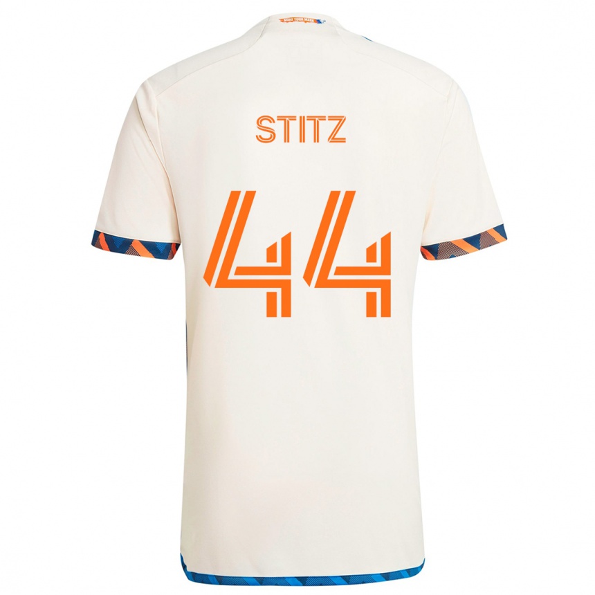 Men Football Ben Stitz #44 White Orange Away Jersey 2024/25 T-Shirt Nz