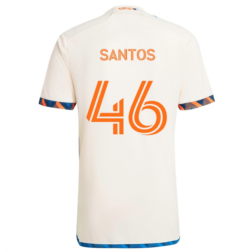 Men Football Guilherme Santos #46 White Orange Away Jersey 2024/25 T-Shirt Nz