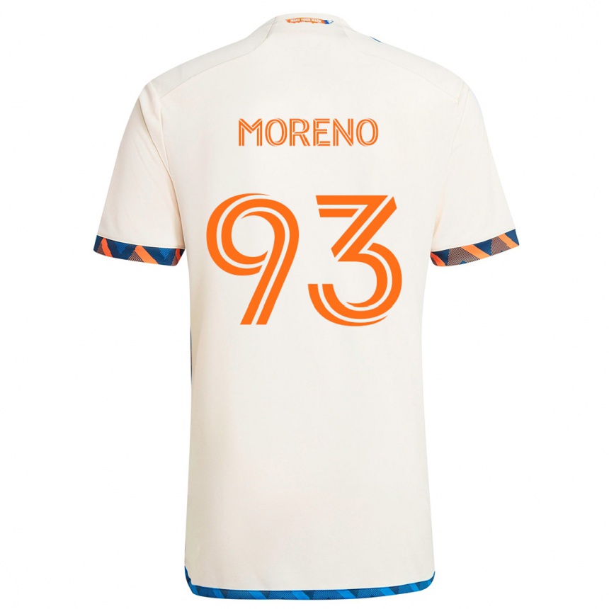 Men Football Júnior Moreno #93 White Orange Away Jersey 2024/25 T-Shirt Nz