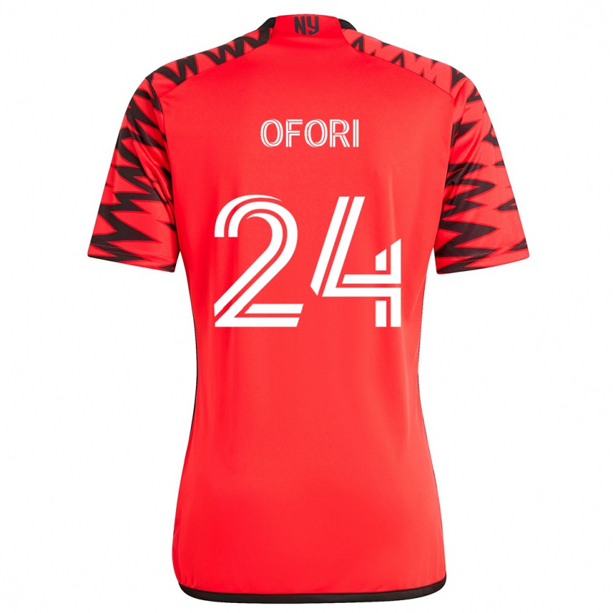 Men Football Curtis Ofori #24 Red Black White Away Jersey 2024/25 T-Shirt Nz