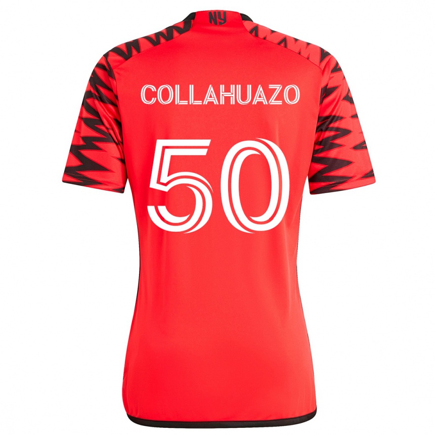 Men Football Jair Collahuazo #50 Red Black White Away Jersey 2024/25 T-Shirt Nz