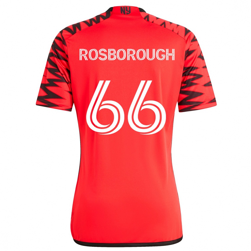 Men Football Tanner Rosborough #66 Red Black White Away Jersey 2024/25 T-Shirt Nz