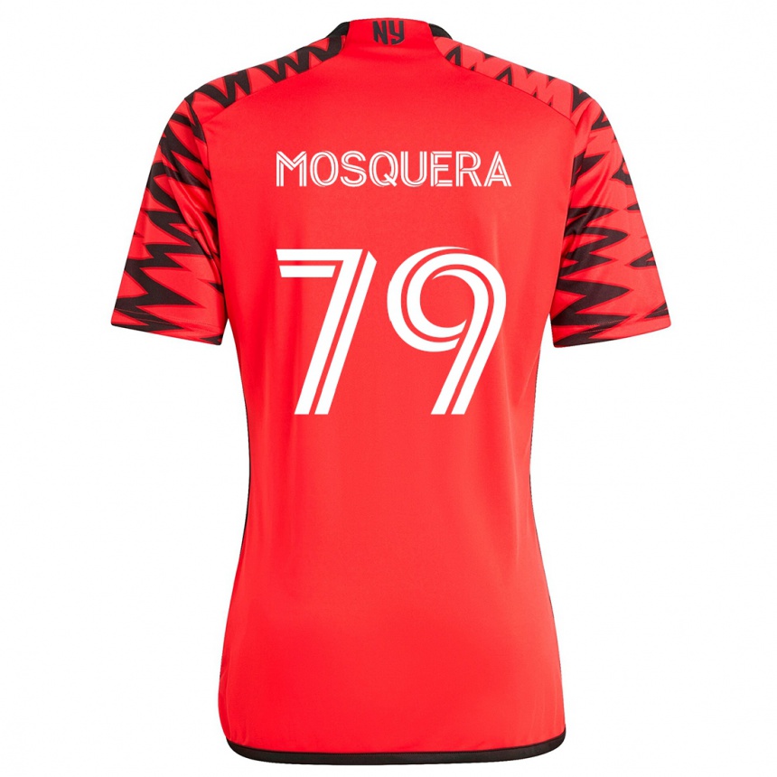 Men Football Rafael Mosquera #79 Red Black White Away Jersey 2024/25 T-Shirt Nz