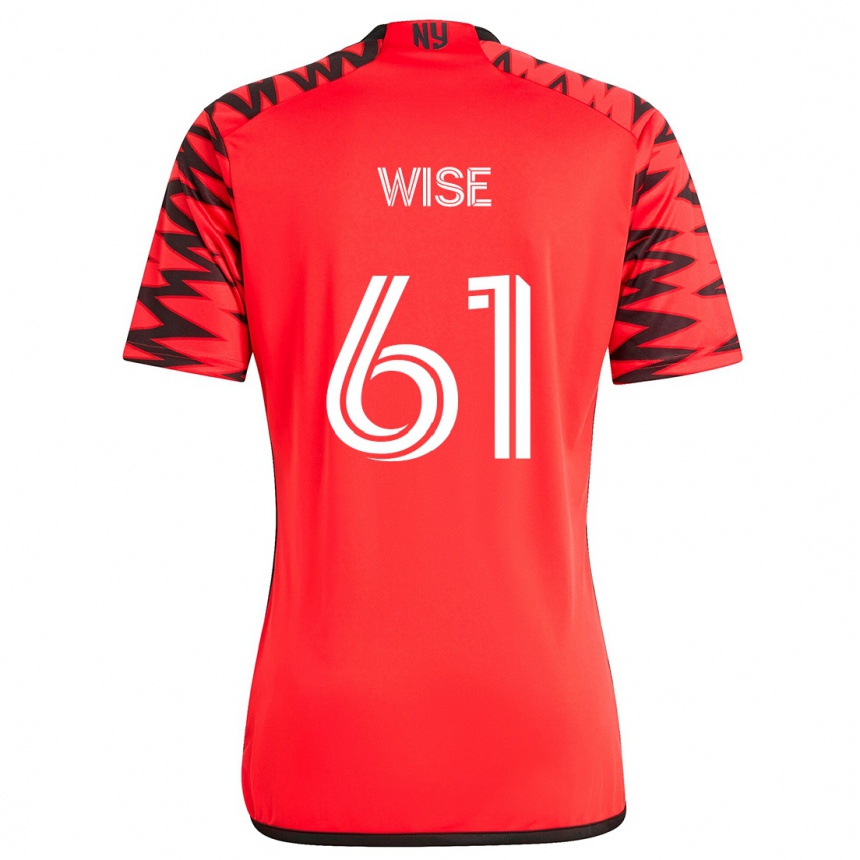 Men Football Henry Wise #61 Red Black White Away Jersey 2024/25 T-Shirt Nz