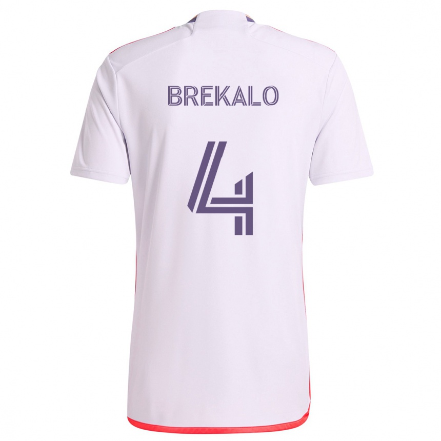 Men Football David Brekalo #4 White Red Purple Away Jersey 2024/25 T-Shirt Nz