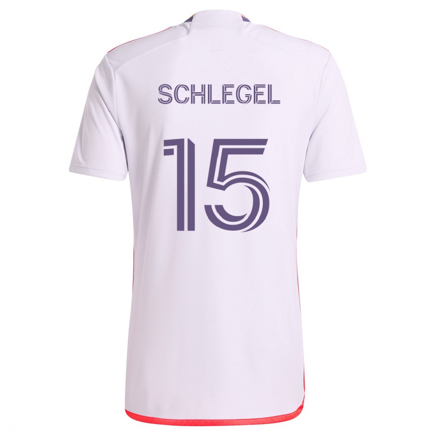 Men Football Rodrigo Schlegel #15 White Red Purple Away Jersey 2024/25 T-Shirt Nz