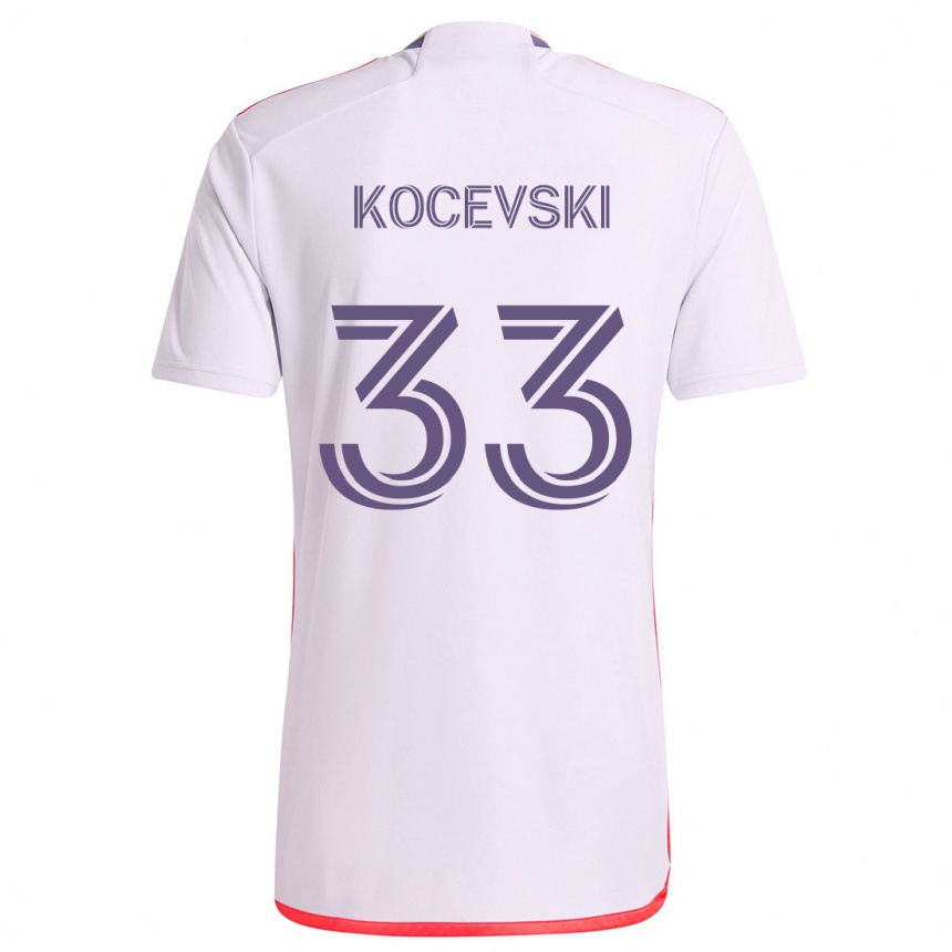 Men Football Jeorgio Kocevski #33 White Red Purple Away Jersey 2024/25 T-Shirt Nz