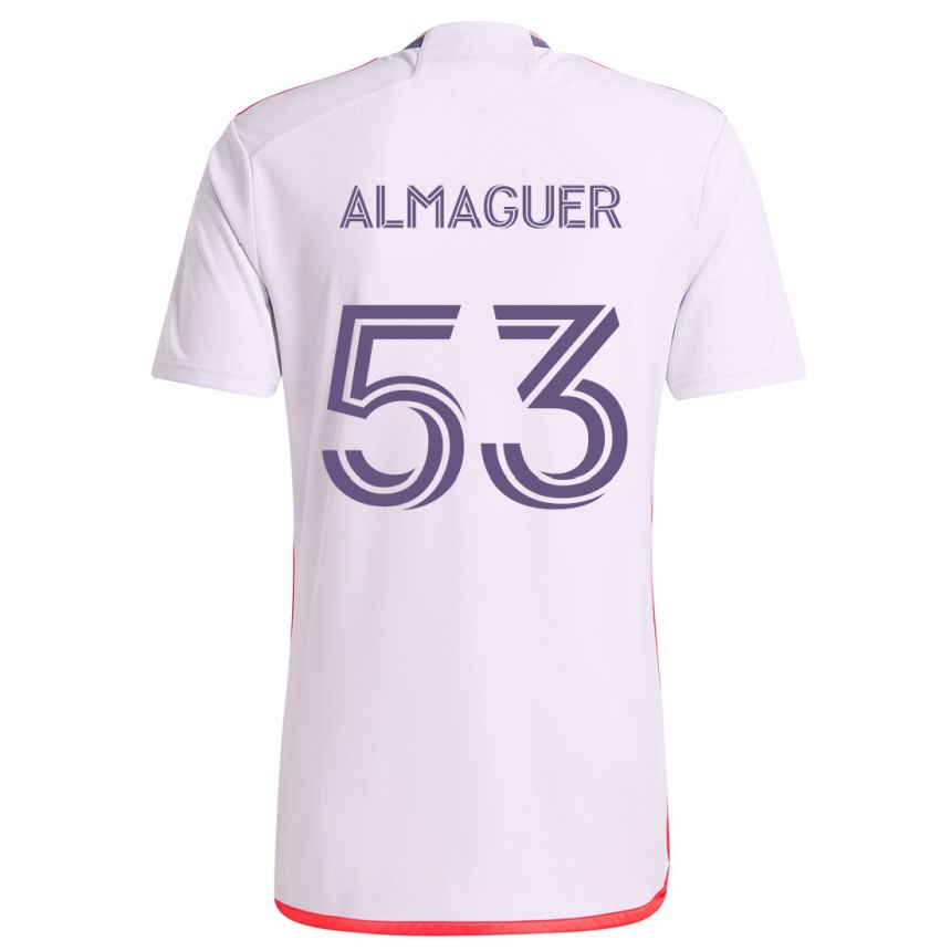 Men Football Jorge Almaguer #53 White Red Purple Away Jersey 2024/25 T-Shirt Nz