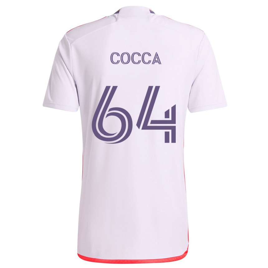 Men Football Manuel Cocca #64 White Red Purple Away Jersey 2024/25 T-Shirt Nz