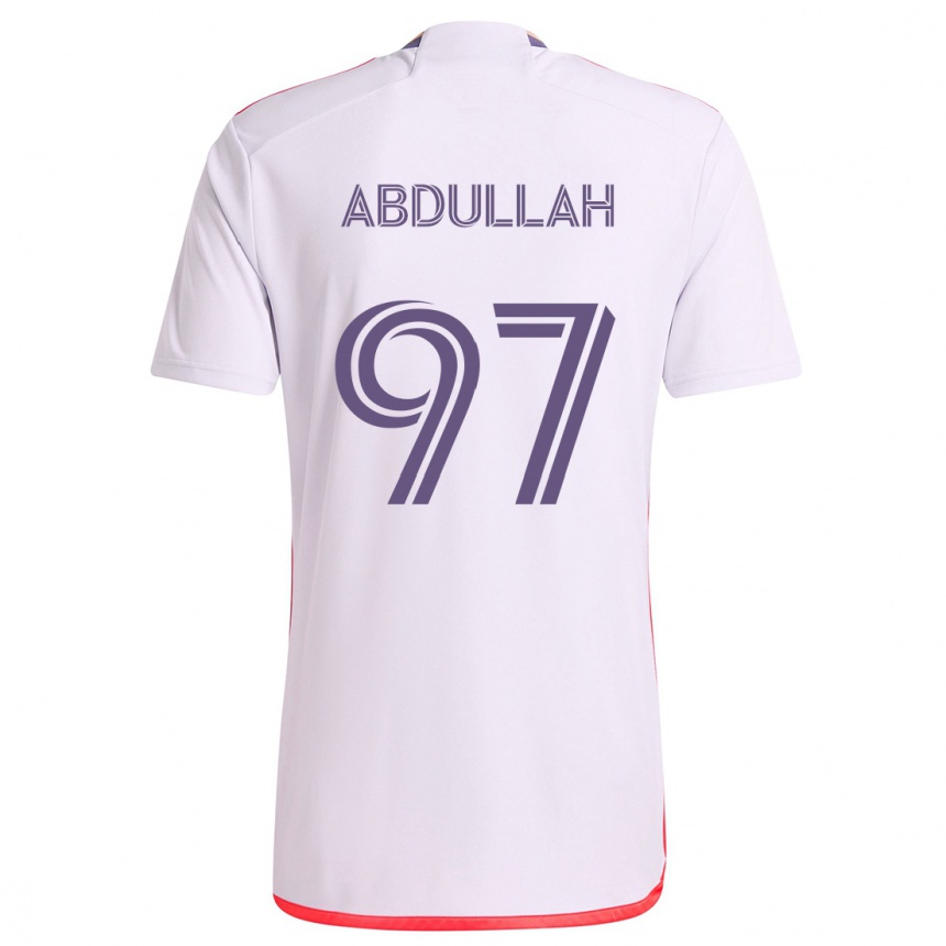 Men Football Majed Abdullah #97 White Red Purple Away Jersey 2024/25 T-Shirt Nz