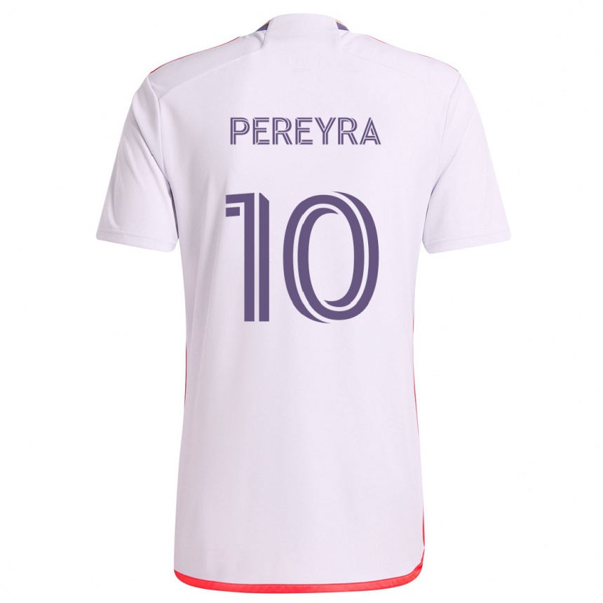 Men Football Mauricio Pereyra #10 White Red Purple Away Jersey 2024/25 T-Shirt Nz