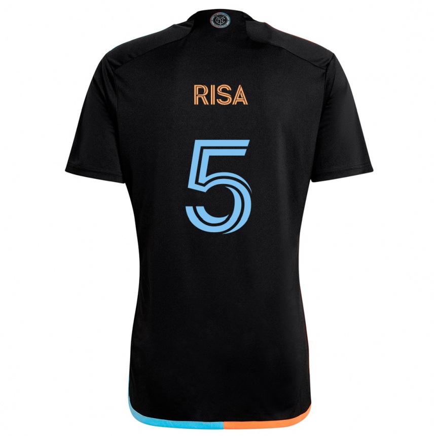 Men Football Birk Risa #5 Black Orange Blue Away Jersey 2024/25 T-Shirt Nz