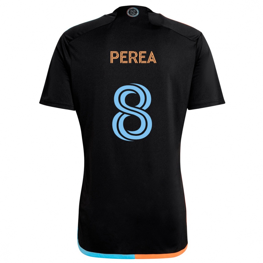 Men Football Andrés Perea #8 Black Orange Blue Away Jersey 2024/25 T-Shirt Nz