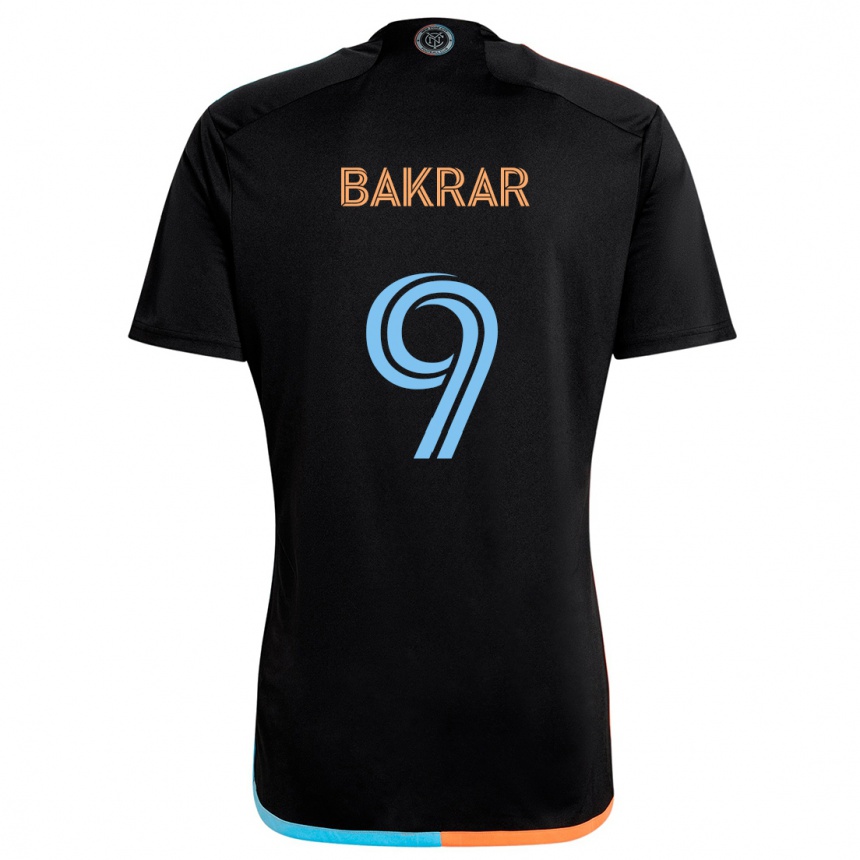 Men Football Monsef Bakrar #9 Black Orange Blue Away Jersey 2024/25 T-Shirt Nz