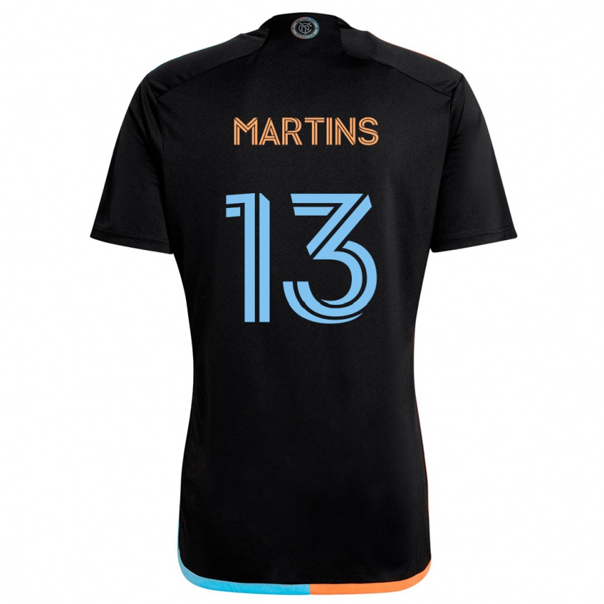 Men Football Thiago Martins #13 Black Orange Blue Away Jersey 2024/25 T-Shirt Nz