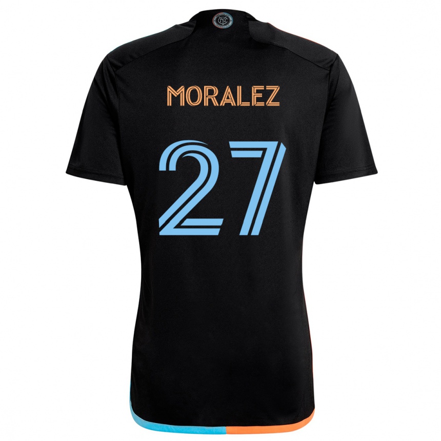 Men Football Maxi Moralez #27 Black Orange Blue Away Jersey 2024/25 T-Shirt Nz