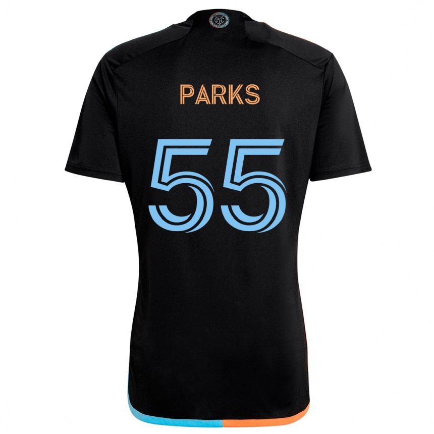 Men Football Keaton Parks #55 Black Orange Blue Away Jersey 2024/25 T-Shirt Nz