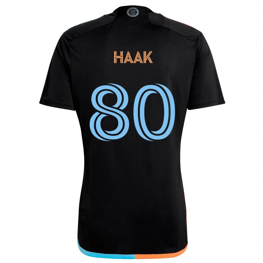 Men Football Justin Haak #80 Black Orange Blue Away Jersey 2024/25 T-Shirt Nz