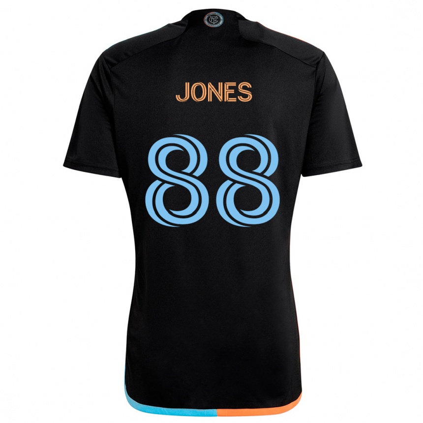 Men Football Malachi Jones #88 Black Orange Blue Away Jersey 2024/25 T-Shirt Nz